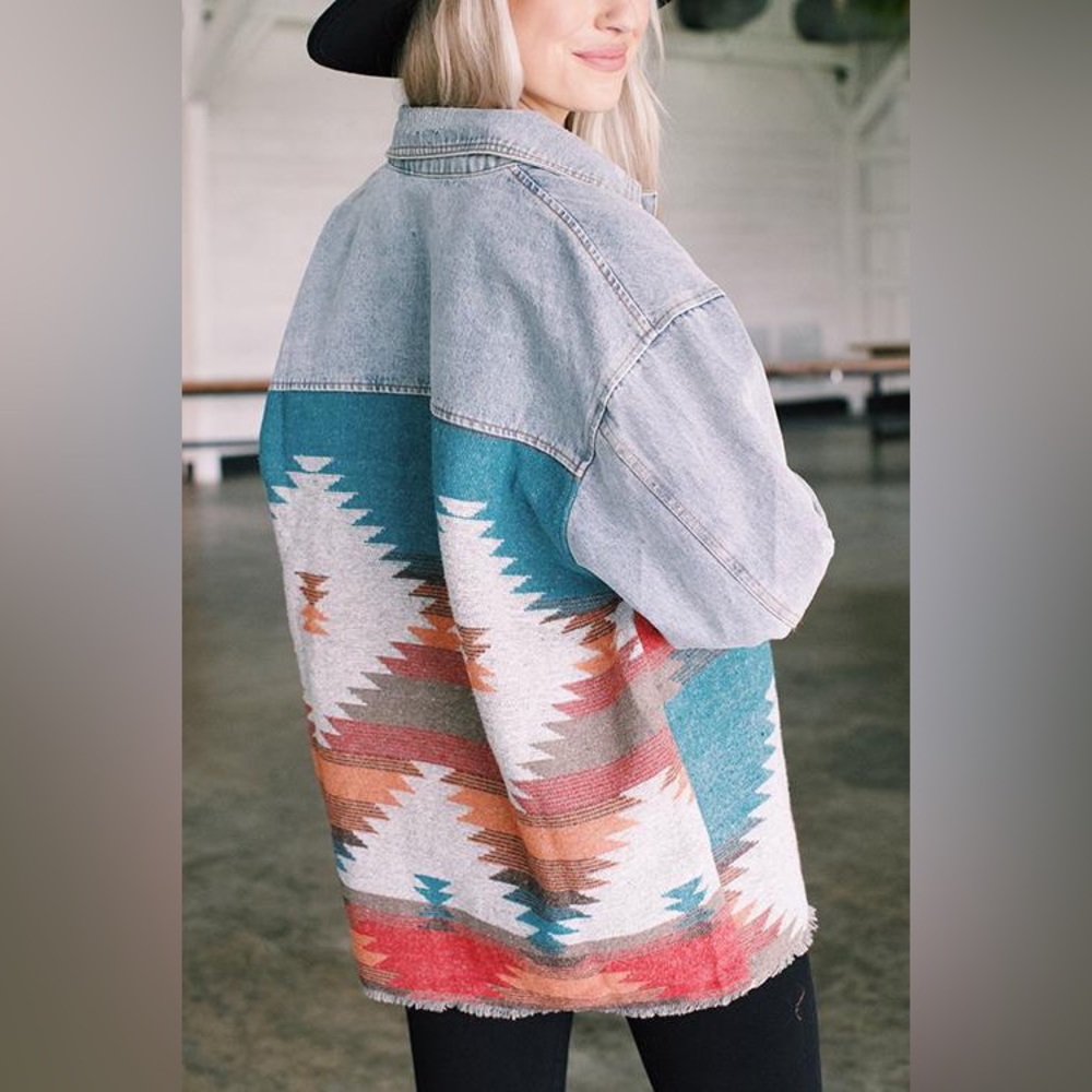Denim Aztec print jacket!